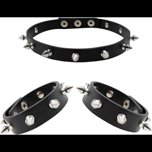 taffeta alley Leather Bracelet Studded Spike Rivet Cuff Unisex Spike Choker main image 5